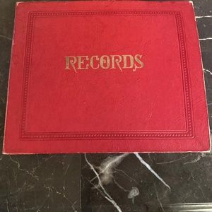 45 rpm record album.  Holds 12 records.  I have 2 one has a ripped first slot